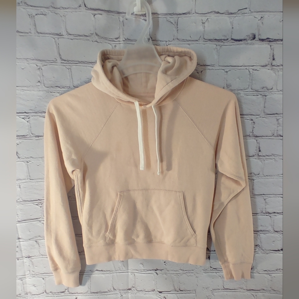 Everlane Cropped Hoodie Blush Cotton Pullover XS